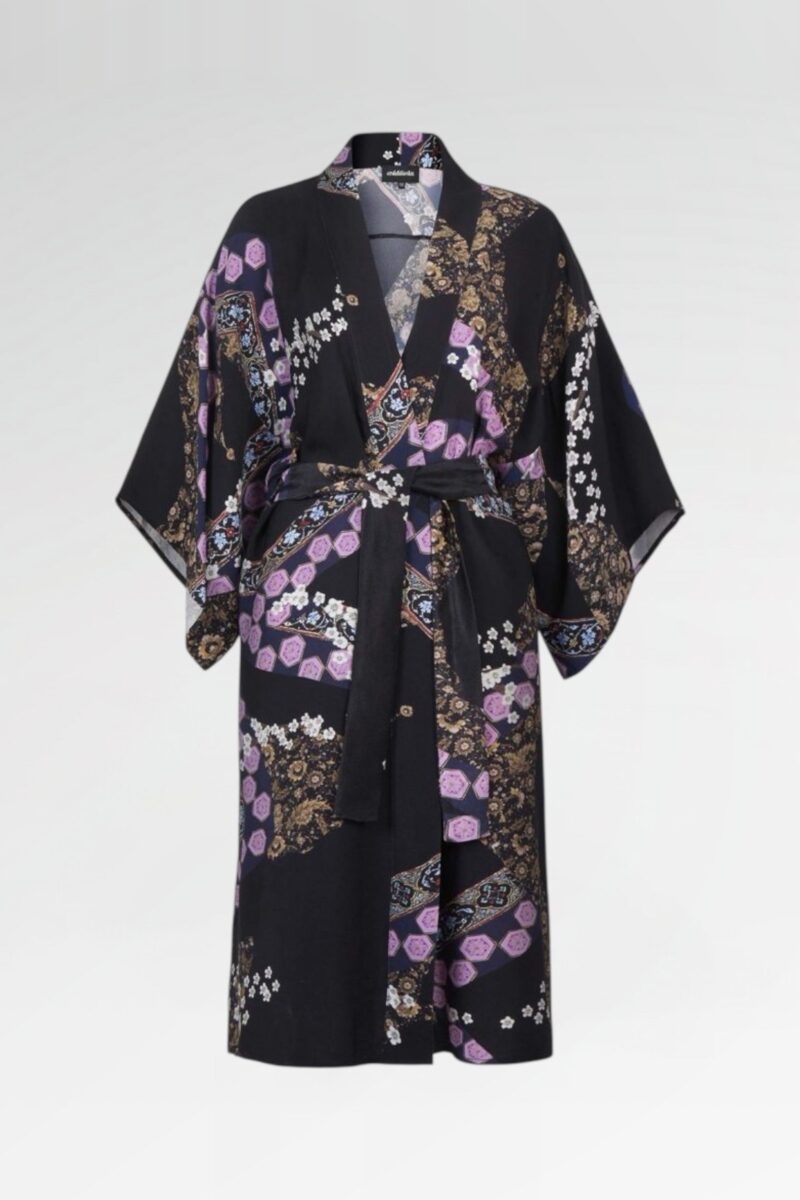 Printed vegan-silk robe