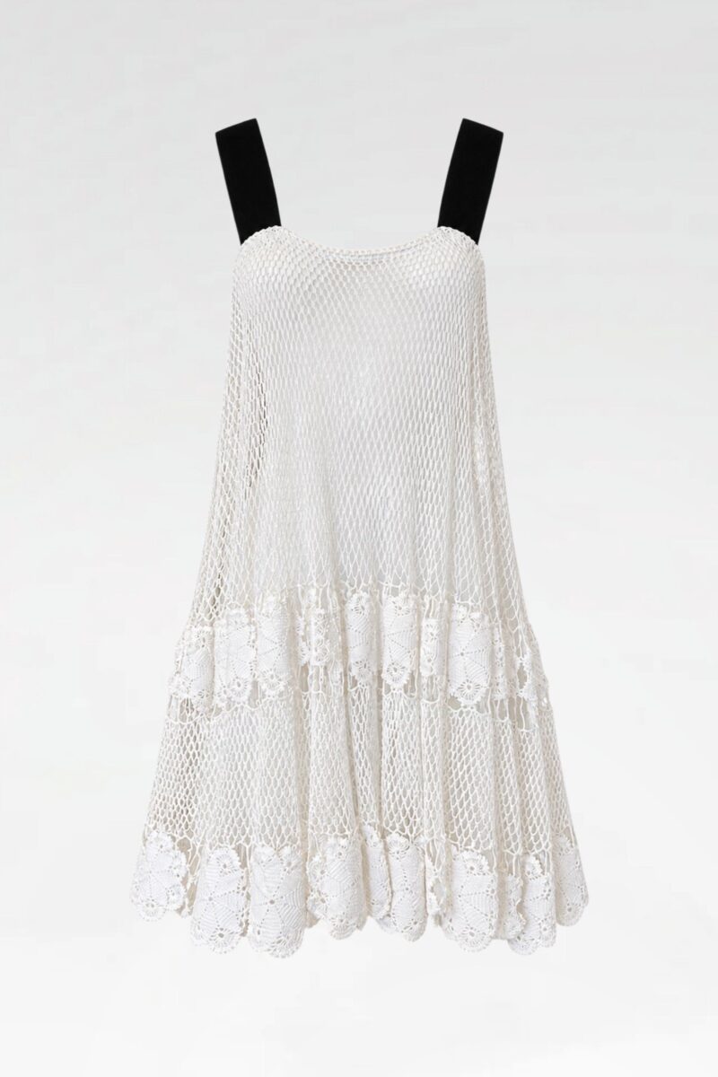Romantic Lace-Trim Flared Tunic Dress