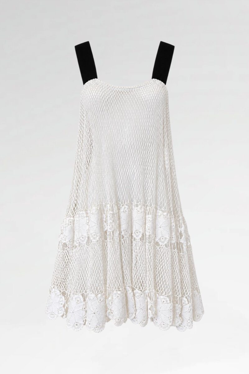 Romantic Lace-Trim Flared Tunic Dress