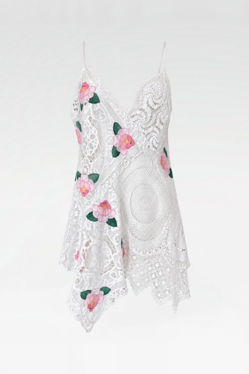 Rose-Embellished Crochet Tunic