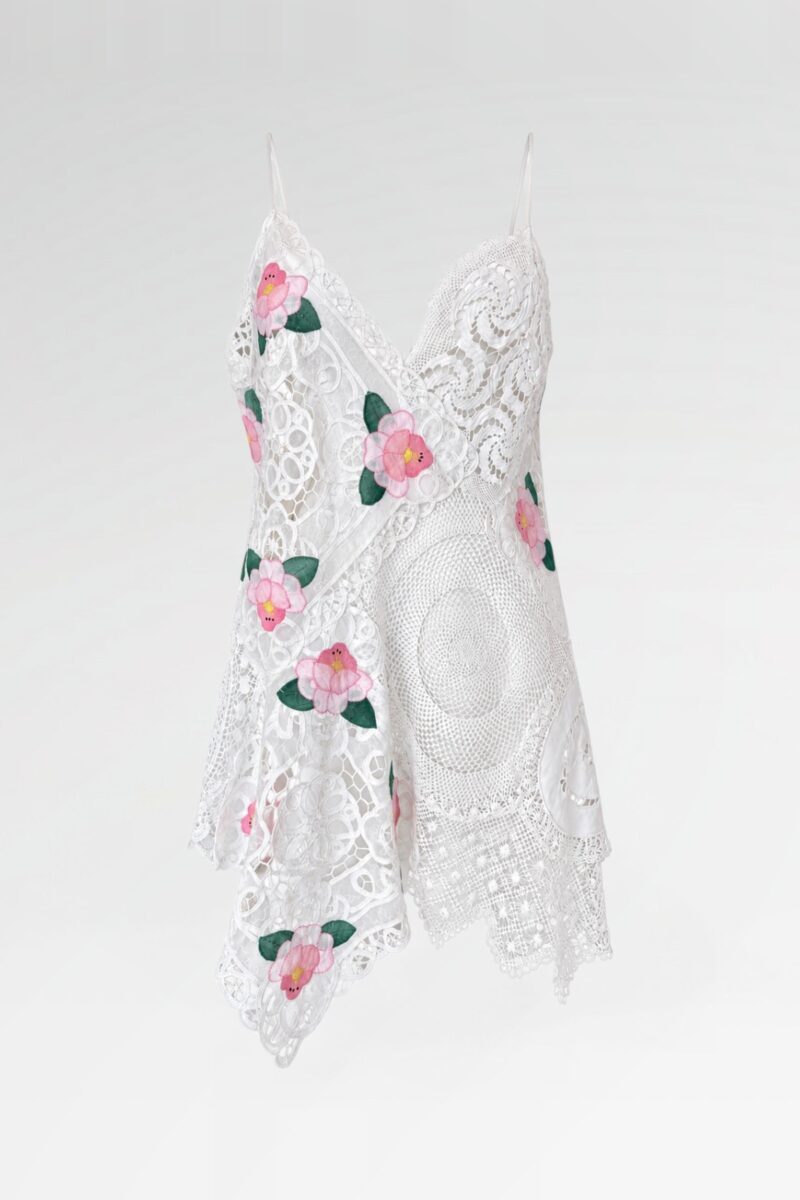 Rose-Embellished Crochet Tunic