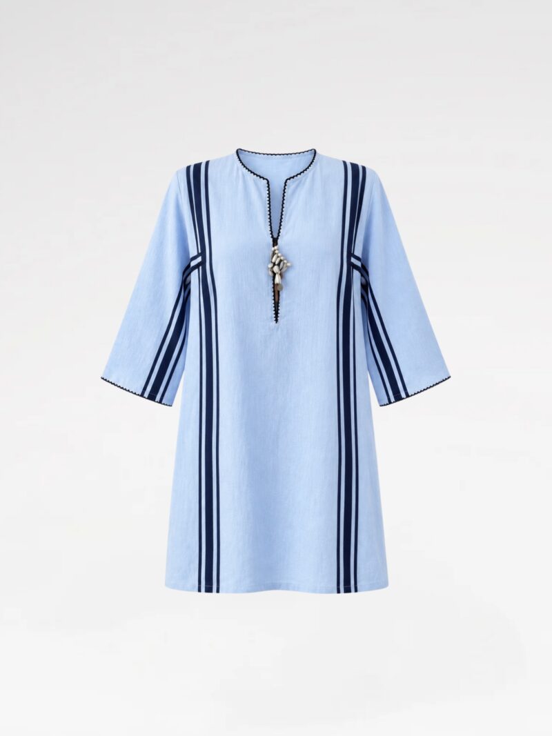 Contrast Striped Three-Quarter Sleeve Tunic