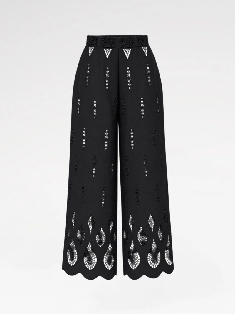 Scalloped Lace Wide-Leg Trousers