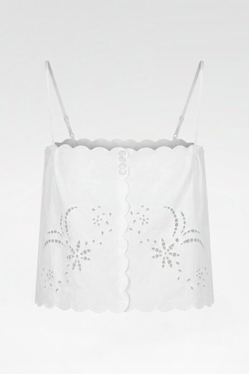 Scalloped Eyelet-Embroidered Crop Top