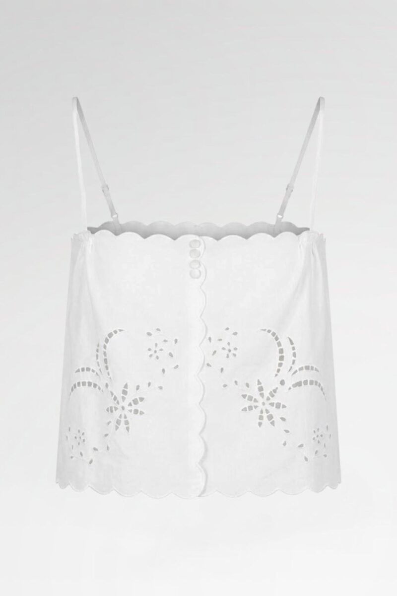 Scalloped Eyelet-Embroidered Crop Top