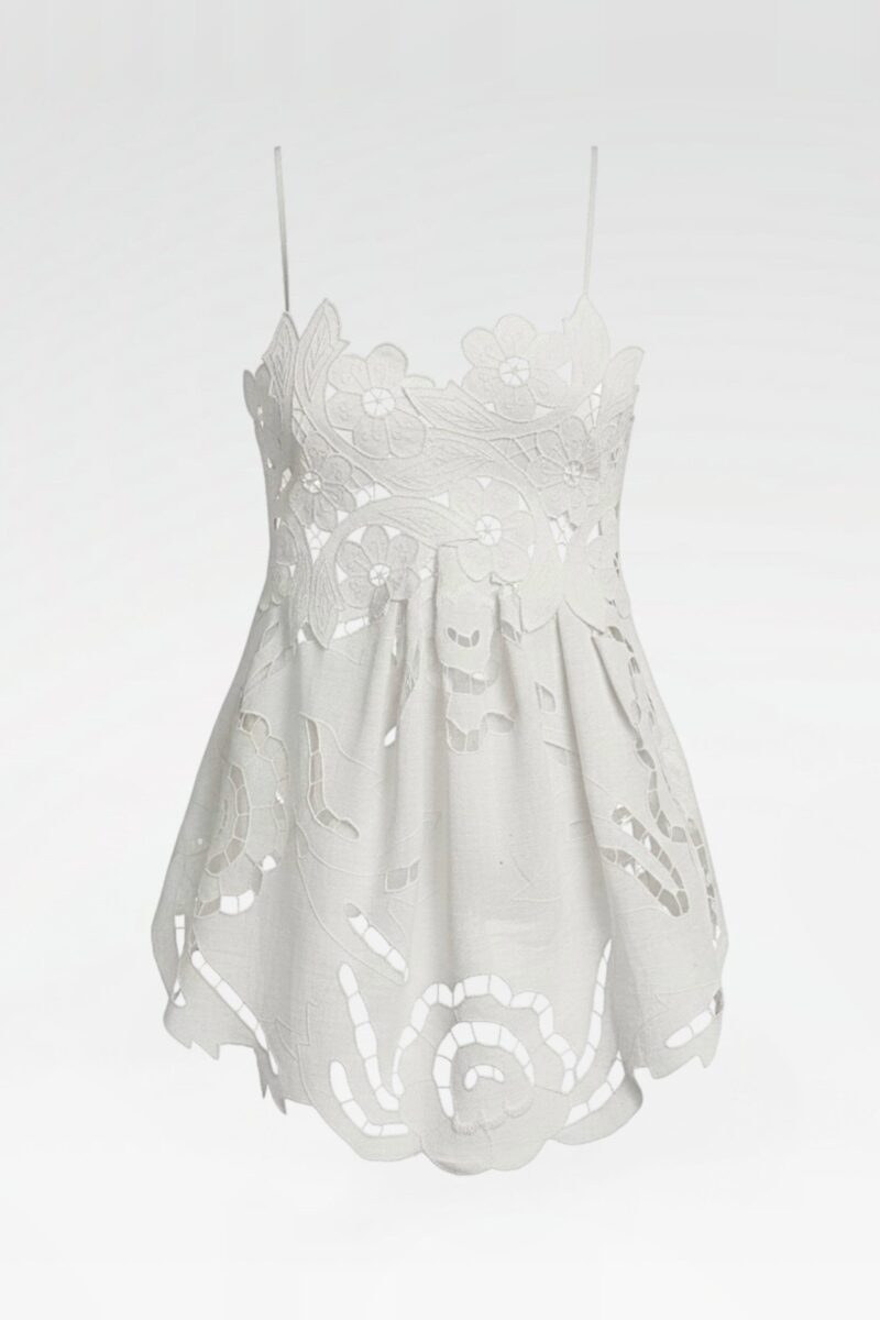 Scalloped Hand-Embrodiered Lace Tunic