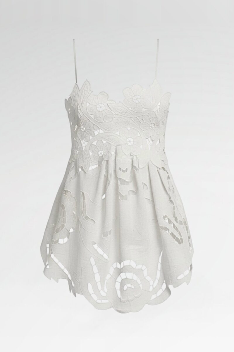 Scalloped Hand-Embrodiered Lace Tunic