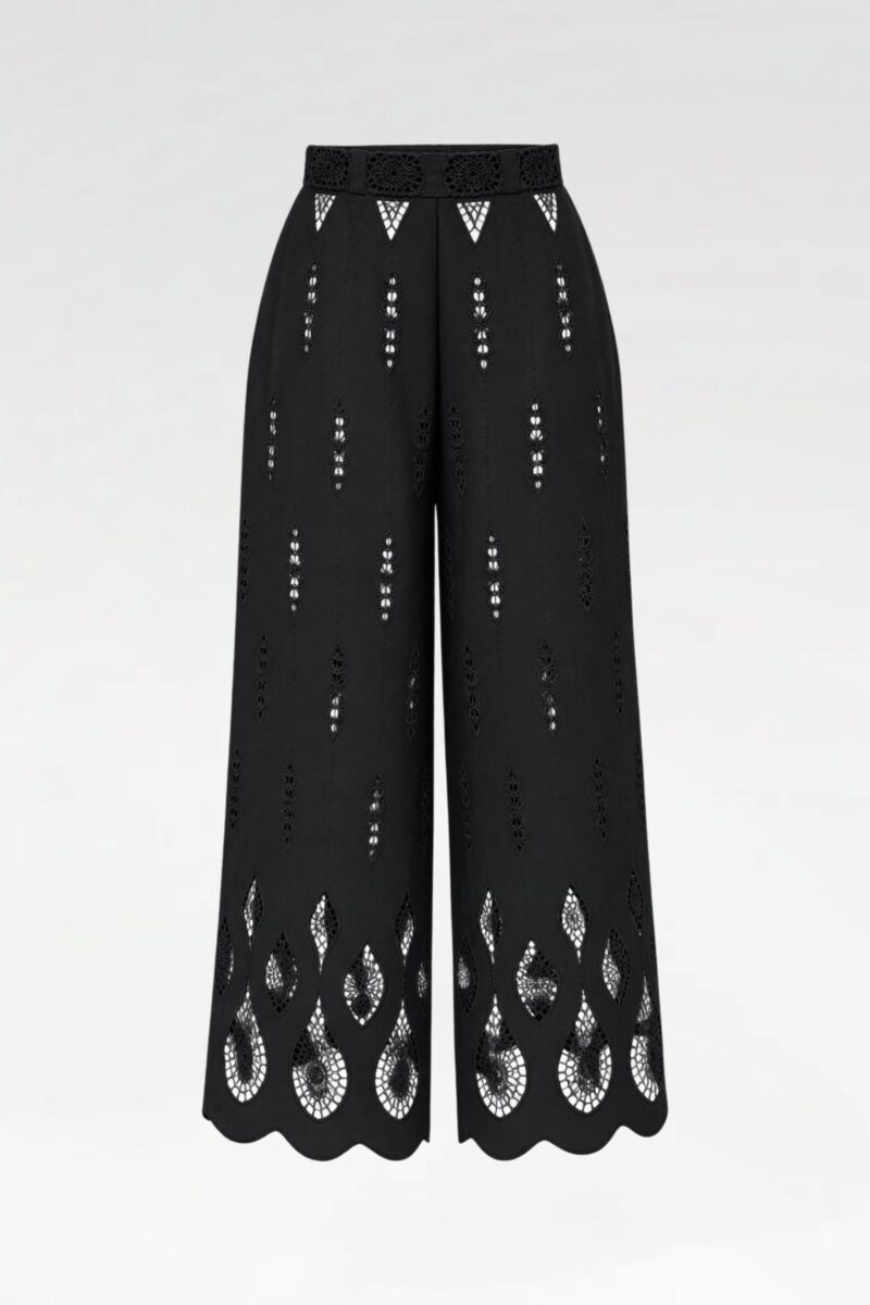 Scalloped Lace Wide-Leg Trousers