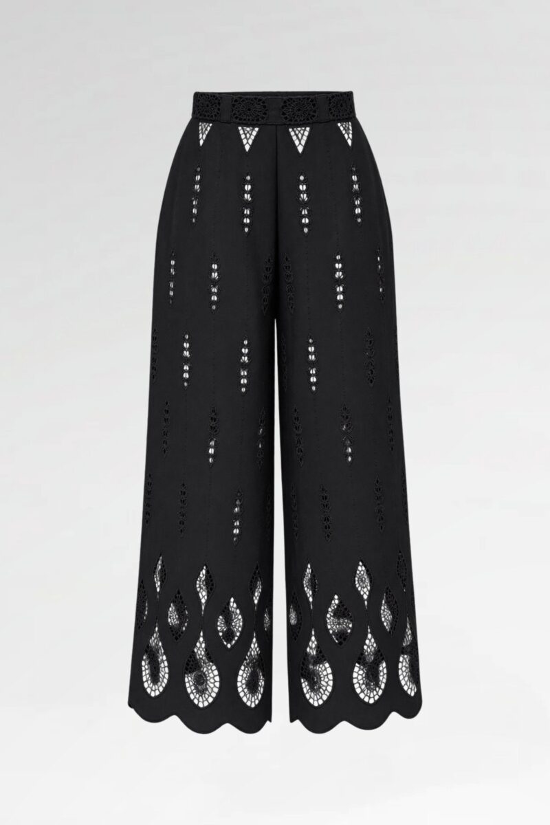 Scalloped Lace Wide-Leg Trousers
