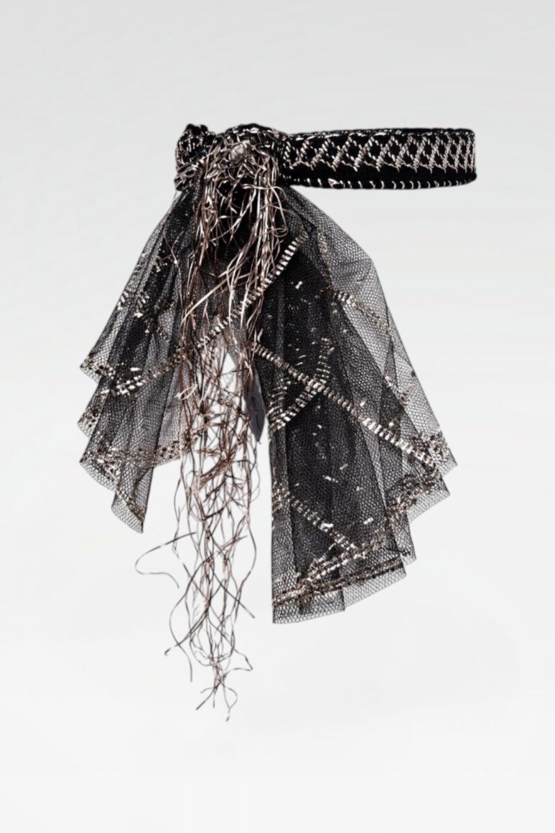 Silver Wirework Tulle Headpiece