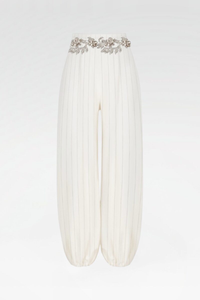 Striped Hand-Embroidered Shalwar Trousers