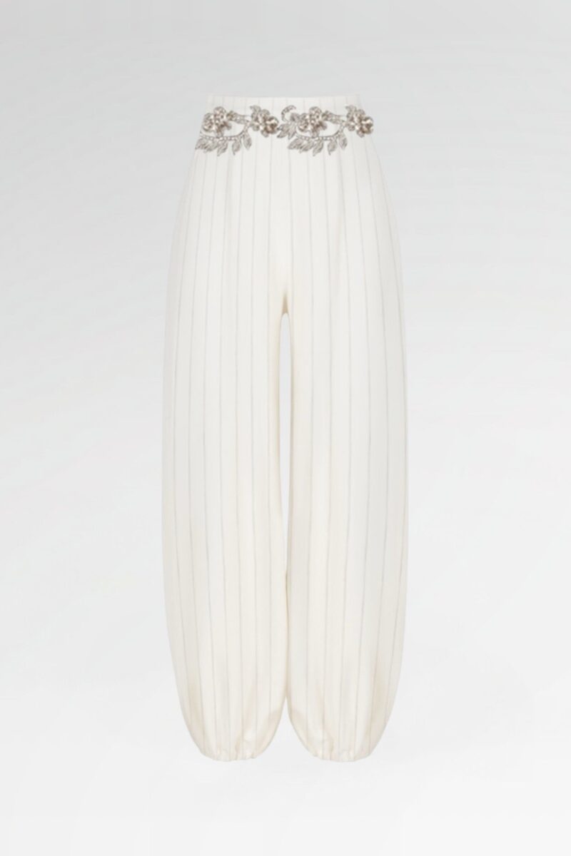 Striped Hand-Embroidered Shalwar Trousers