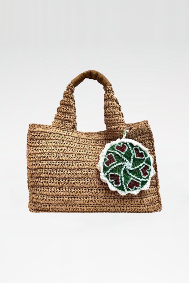 Tote with Beaded Heart Rosette