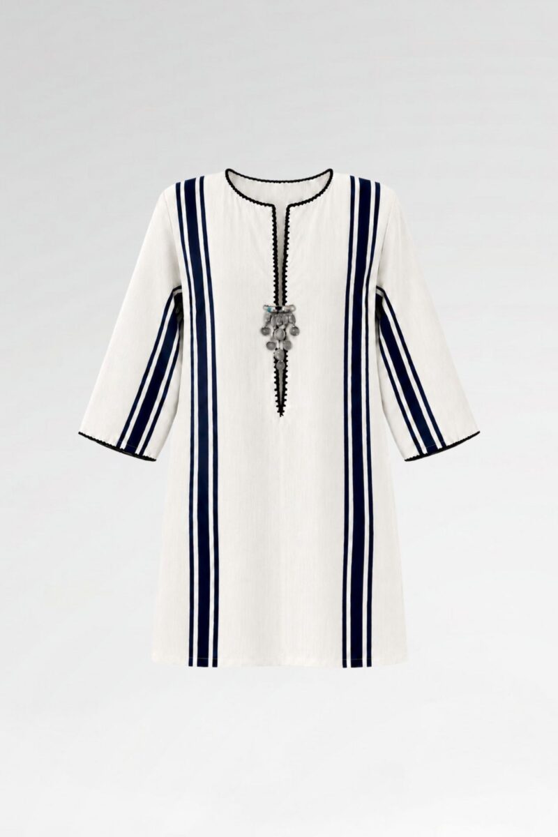 Three-Quarter Sleeve Striped Tunic