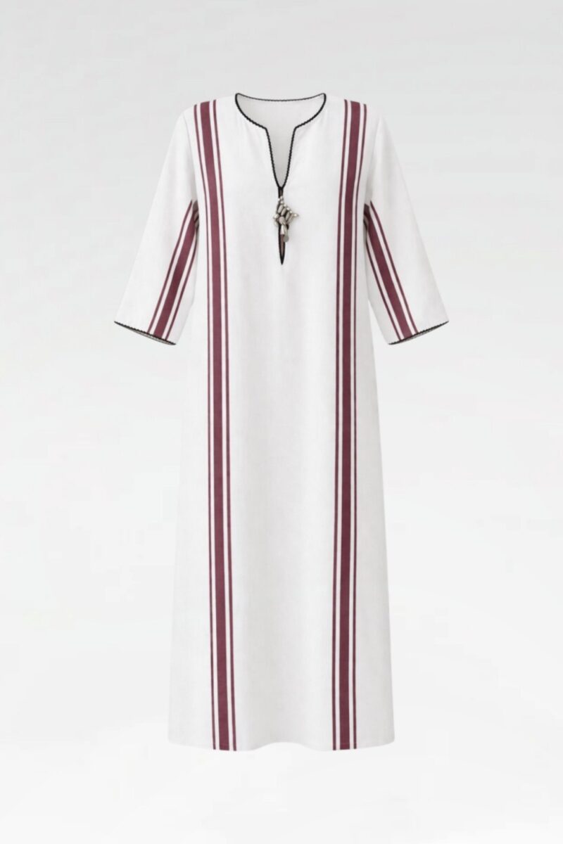 Kaftan Dress with Woodblock Print